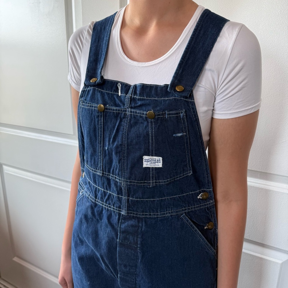 Vintage 50s 60s HERCULES dark Denim Overalls unisex M  VERY RARE union made - Picture 5 of 16